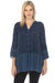 Johnny Was Style C27223 Blue Manchengo Button-Down Eyelet Embroidered Tunic Top Boho Chic