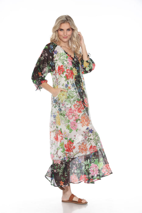 Johnny Was Metalli Mix Floral Long Dress CSW0224-A