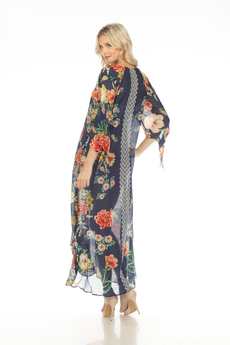 Johnny Was Mia Floral Border Swim Cover-Up Long Dress Boho Chic CSW3622-H