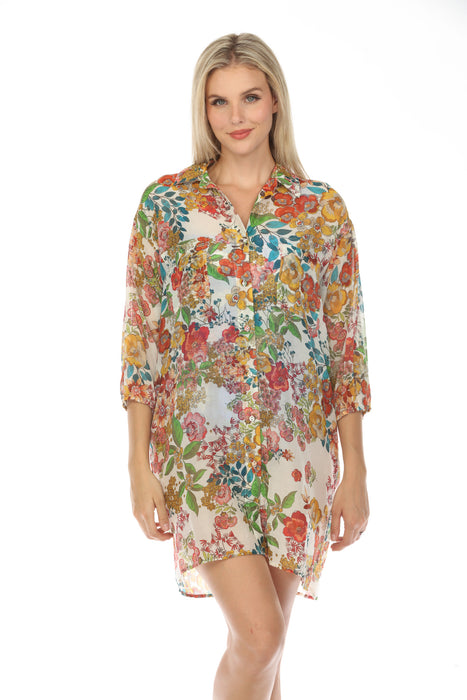 Johnny Was Style CSW8922-D Millo Floral Shirt Dress Boho Chic