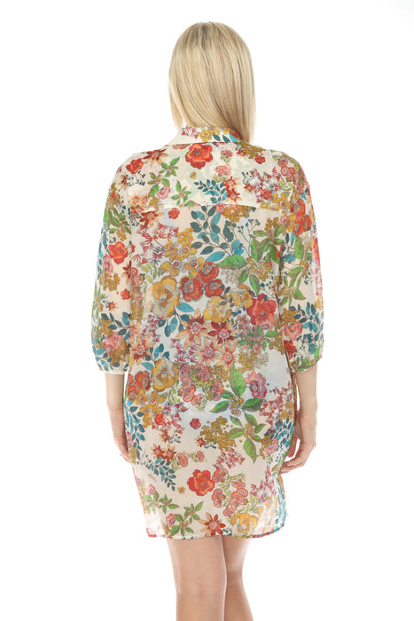 Johnny Was Millo Floral Shirt Dress Boho Chic CSW8922-D