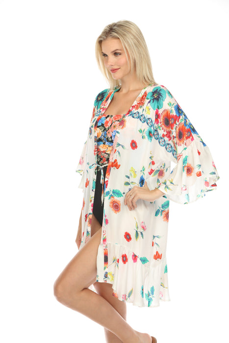 Johnny Was Mirror Palace Ruffle Kimono Boho Chic CSW6623-N