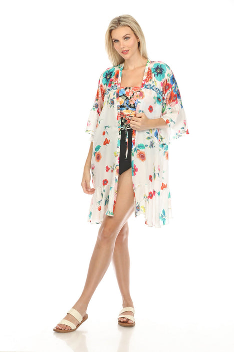 Johnny Was Style CSW6623-N Mirror Palace Ruffle Swim Cover-Up Kimono Boho Chic