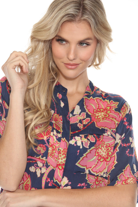 Johnny Was Montreux Printed Floral Blouse JW5524