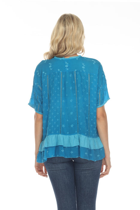 Johnny Was Summer Hyacinth Eyelet Embroidered Blouse C13323