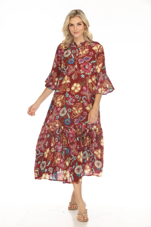 Johnny Was Style C34724B9 Nash Floral Silk Midi Dress