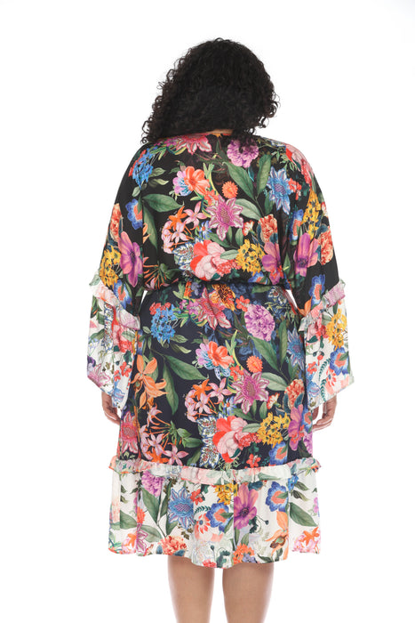 Johnny Was Neon Jungle Mix Tiered Swim Cover-Up Dress Plus Size CSW2824-JX