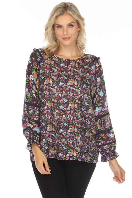 Johnny Was Style C16523B Nite Vale Floral Silk Top Boho Chic