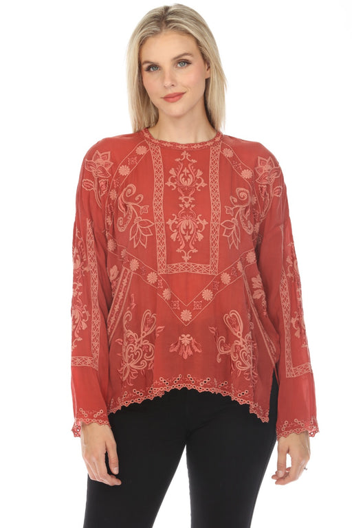 Johnny Was Style C16423 Nola Embroidered Long Sleeve Blouse Boho Chic