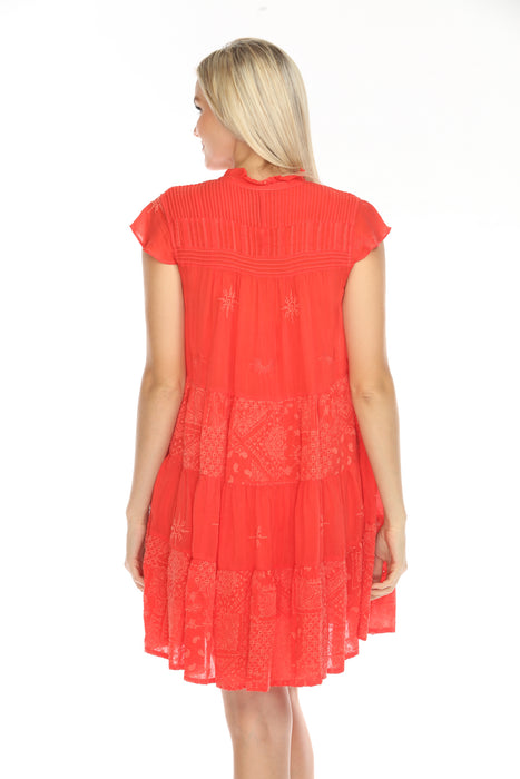 Johnny Was Red Nyana Harmonee Babydoll Slip Dress C33924