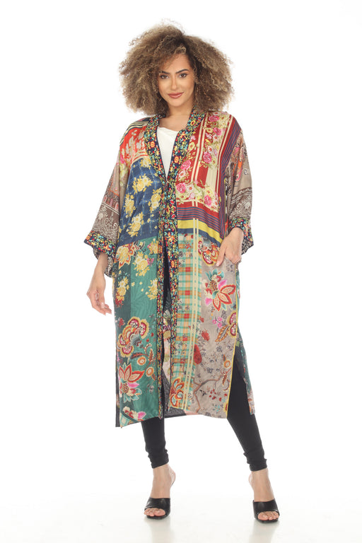 Johnny Was Style C48123 Odyssey Silk Floral Printed Embroidered Reversible Kimono Boho Chic