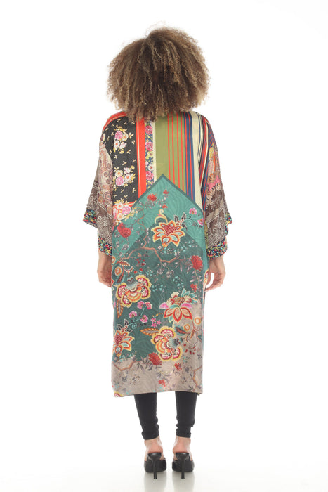 Johnny Was Odyssey Silk Floral Printed Embroidered Reversible Kimono Boho Chic C48123