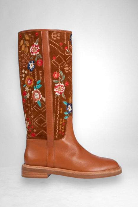 Johnny Was Olivia Embroidered Knee High Boot JWS7321 Boho Chic