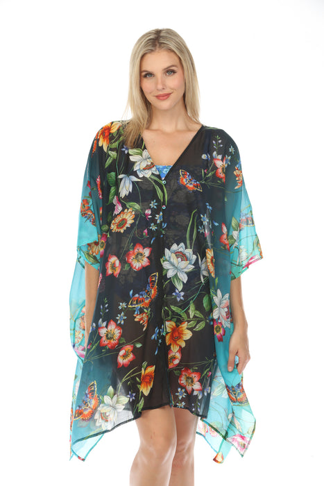 Johnny Was Style CSW8123-Y Ombre Garden Swim Cover-Up Adjustable Kaftan Dress