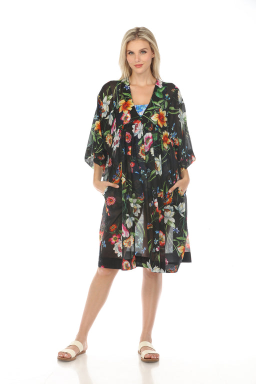 Johnny Was Style CSW8023-L Ombre Garden Floral Easy Swim Cover-Up Dress Boho Chic