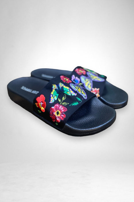 Johnny Was Style JWS12923 Osaka Embroidered Pool Slide Boho Chic