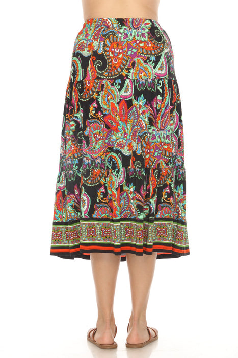 Johnny Was JWLA Paisley Tiered Pull On Midi Skirt T70424