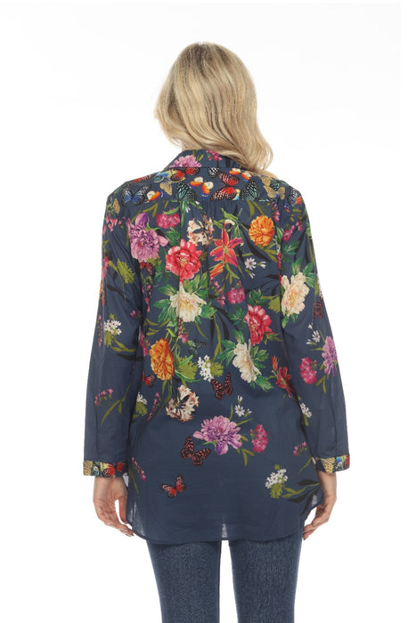 Johnny Was Panya Henley Popover Floral Tunic Top Boho Chic R23823