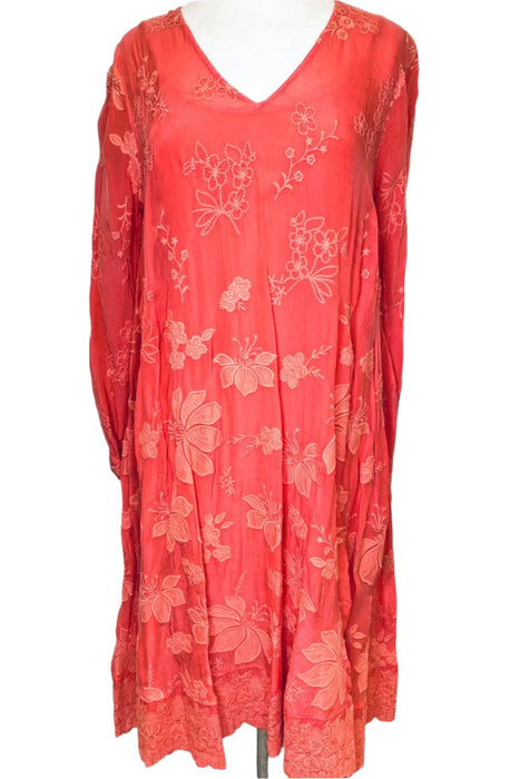 Johnny Was Style C32224 Passion Fruit Nathy Lily Embroidered Midi Slip Dress Boho Chic