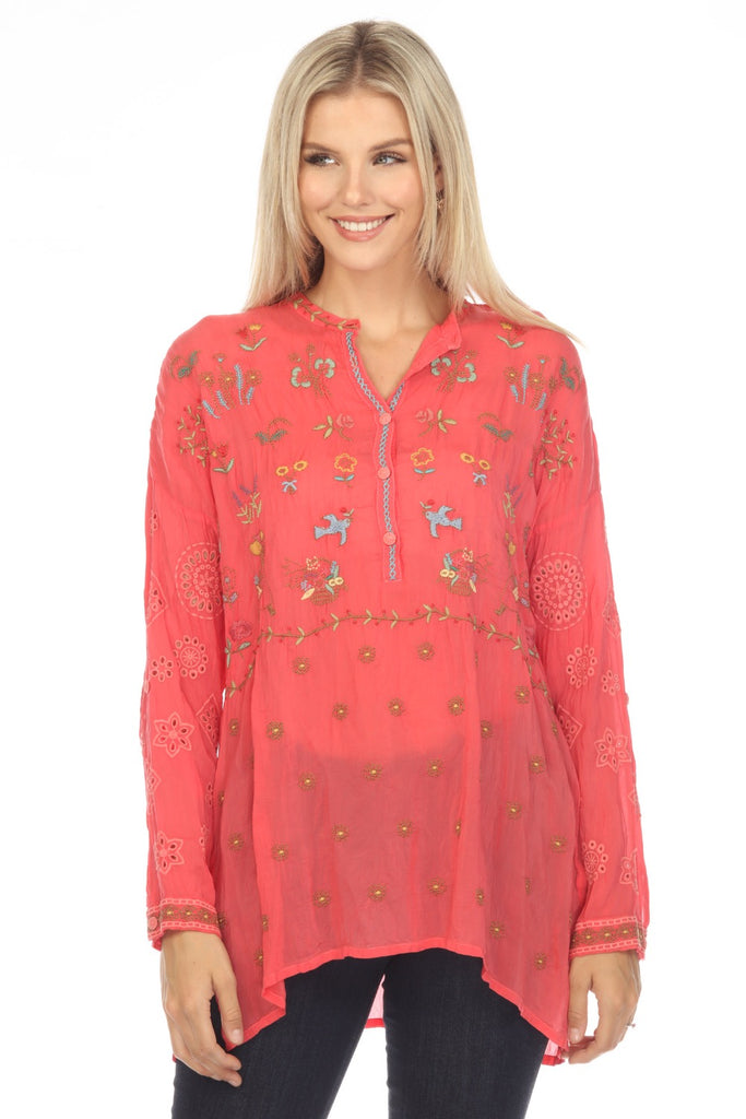 Johnny Was Stargaze Flare Top Lightweight Embroidered Eyelet Tunic Top best Small