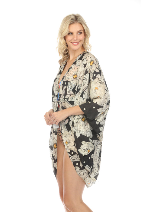 Johnny Was Pavlana Wrap Silk Swim Cover-Up Boho Chic C43224