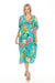 Johnny Was Style CSW4423-D Peacock Goza Pleated Floral Swim Cover Up Dress