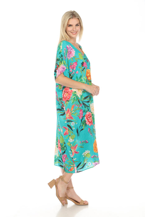 Johnny Was Peacock Goza Pleated Swim Cover Up Dress CSW4423-D