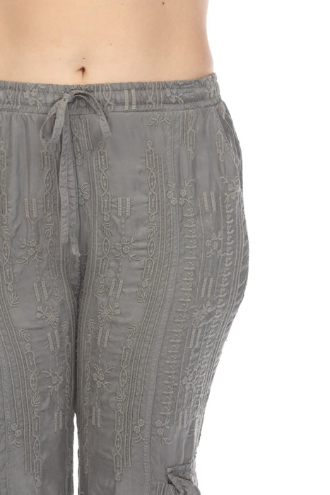 Johnny Was Pete & Greta Perseus Embroidered Pull On Cargo Capri Pants Boho Chic P65819