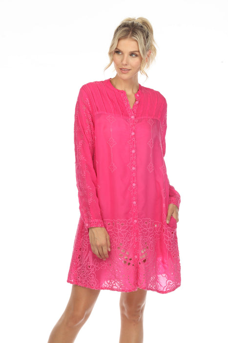 Johnny Was Xander Pamina Eyelet Embroidered Tunic Dress Boho Chic C25223