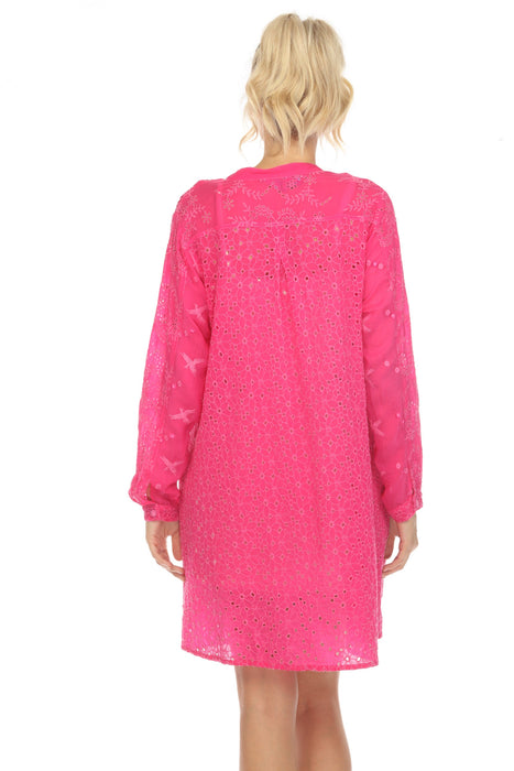 Johnny Was Xander Pamina Eyelet Embroidered Tunic Dress Boho Chic C25223