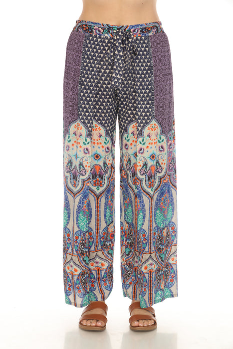 Johnny Was Purple Printed Wrap Pants CSW7722-D