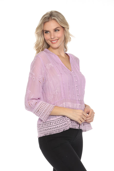 Johnny Was Purple Molly Isabel Fringe Blouse C12124