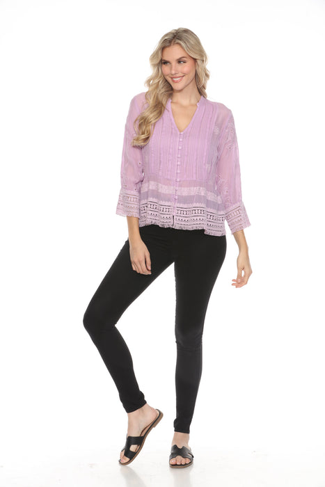 Johnny Was Purple Molly Isabel Fringe Blouse C12124