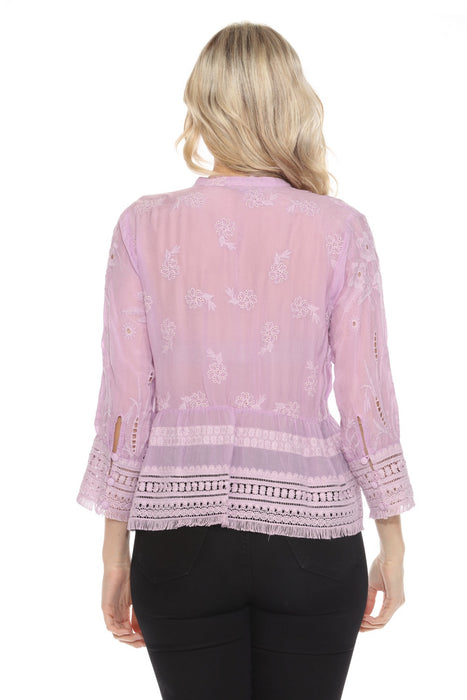 Johnny Was Purple Molly Isabel Fringe Blouse C12124