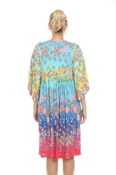 Johnny Was Rainbow Easy Swim Cover-Up Dress Boho Chic CSW9023AJ