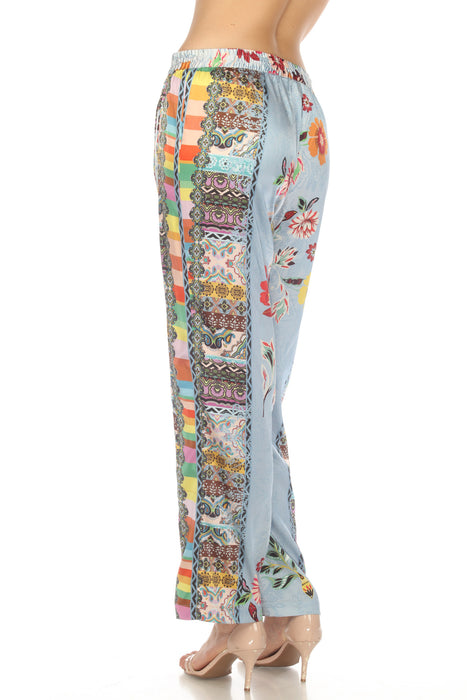 Johnny Was Rainbow Liza Silk Blend Floral Pants Boho Chic C62123A