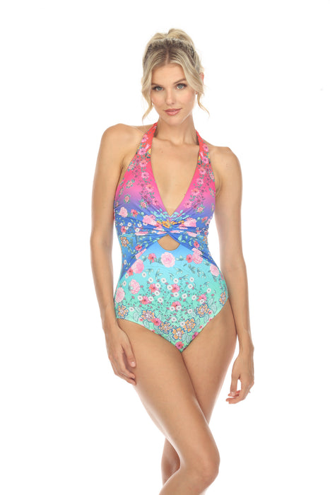 Johnny Was Rainbow Twist Keyhole One Piece Swimsuit Boho Chic CSW8523 J