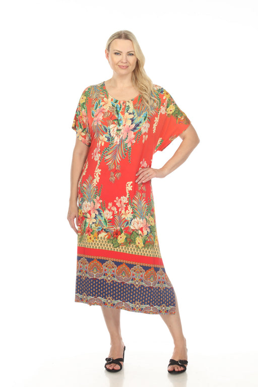 Johnny Was Style T33023 Rapsodia Floral Maxi Henley Dress Boho Chic