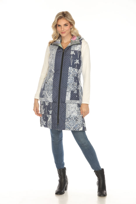 Johnny Was Reversible Hooded Long Puffer Vest JW00100