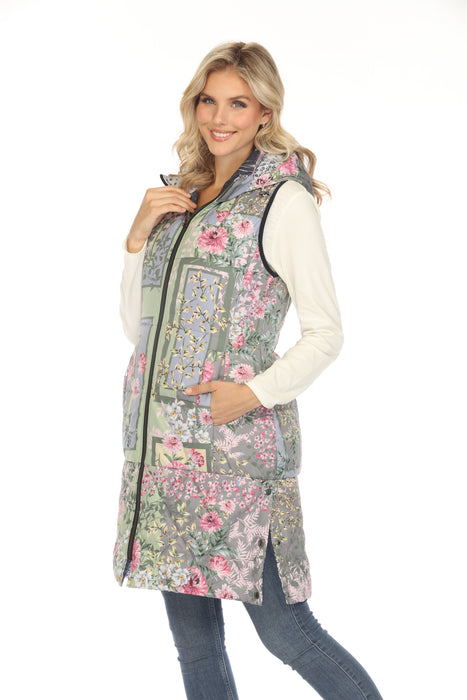 Johnny Was Reversible Hooded Long Puffer Vest JW00100