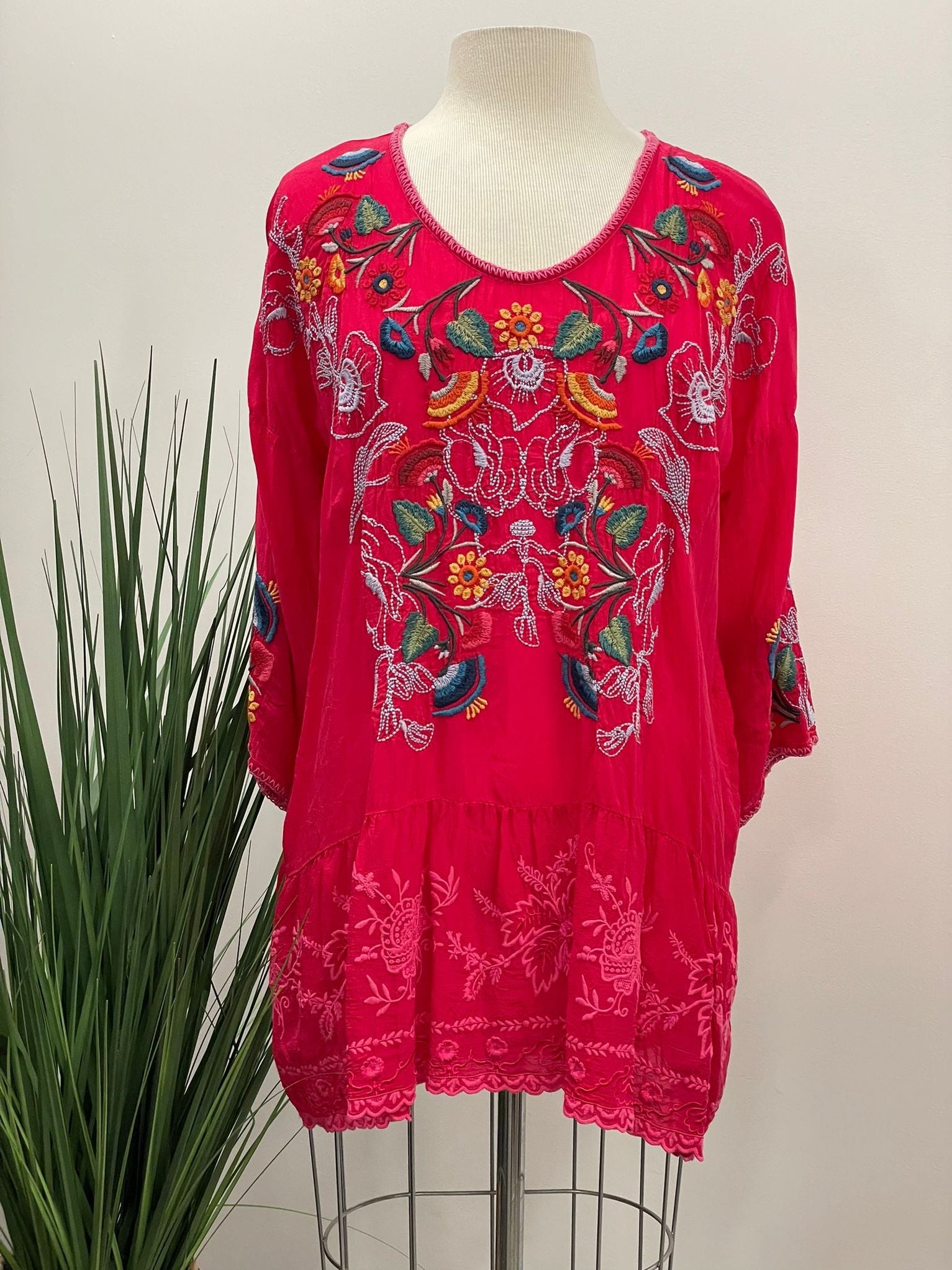 Johnny Was Cherie Floral Embroidered Tunic Top Boho Chic C25923 ...