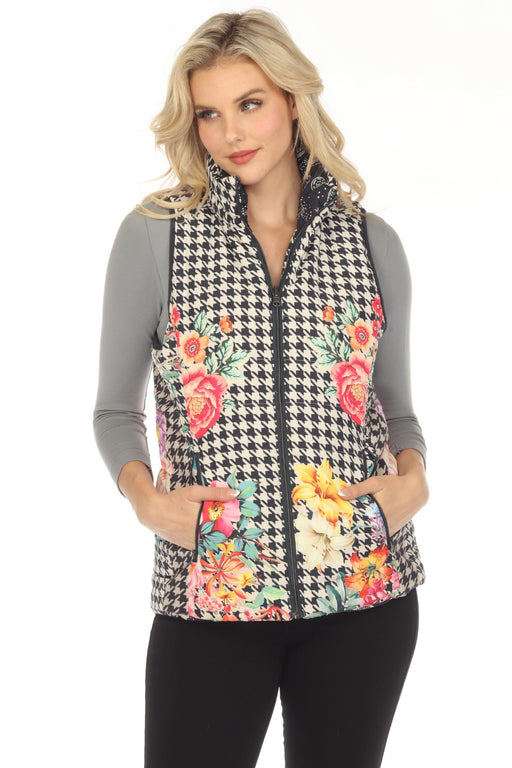 Johnny Was Style C48923 Sasha Mixed Print Zip Front Reversible Vest Boho Chic