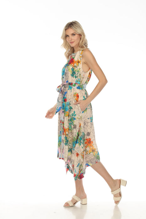 Johnny Was Sequence Naia Silk Floral Handkerchief Midi Dress Boho Chic C36723A2