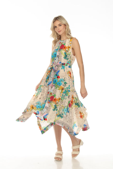 Johnny Was Sequence Naia Silk Floral Handkerchief Midi Dress Boho Chic C36723A2