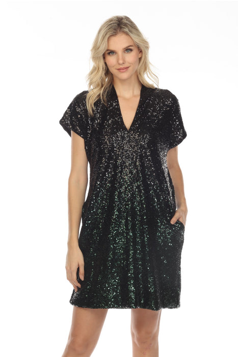 Johnny Was Sequin Ratanna Short Sleeve Mini Dress Boho Chic R34022