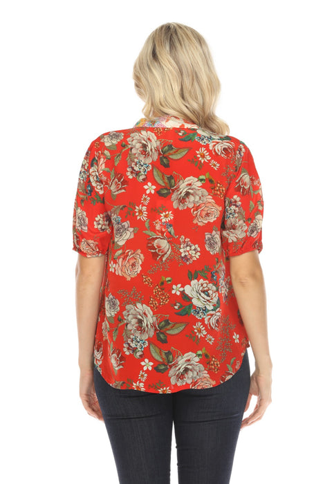 Johnny Was Steph Button-Up Floral Silk Blouse C13624B Boho Chic