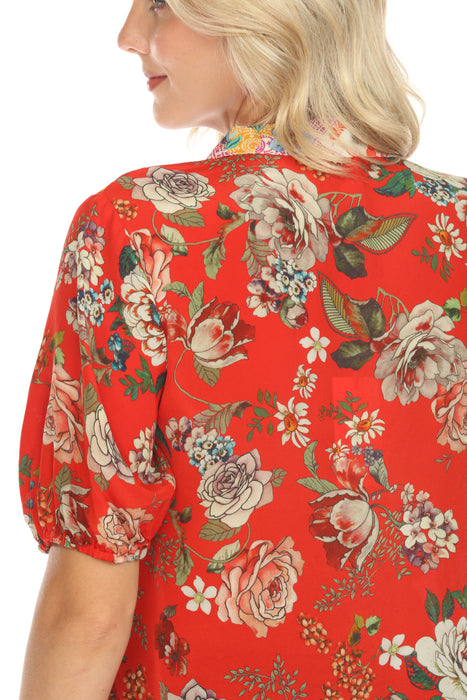 Johnny Was Steph Button-Up Floral Silk Blouse C13624B Boho Chic