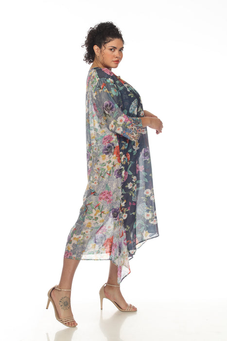 Johnny Was Sunrise Floral Swim Cover-Up Handkerchief Dress Boho Chic CSW0322