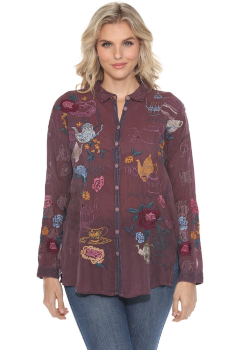 Johnny Was Style C28323-O Tea Time Embroidered Blouse