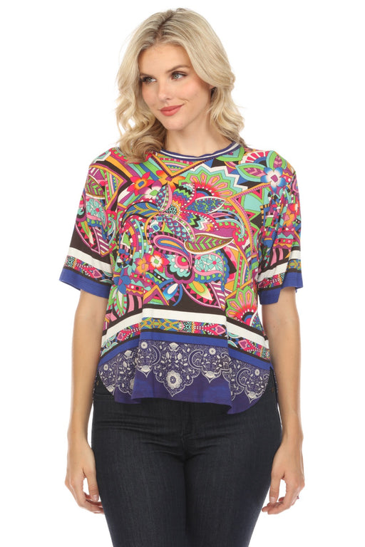 Johnny Was Style T18424 The Janie Demarne Favorite Oversized Cropped Tee Boho Chic